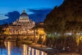 St. PeterÃ¢â¬â¢s Basilica at night in Rome, Italy Royalty Free Stock Photo